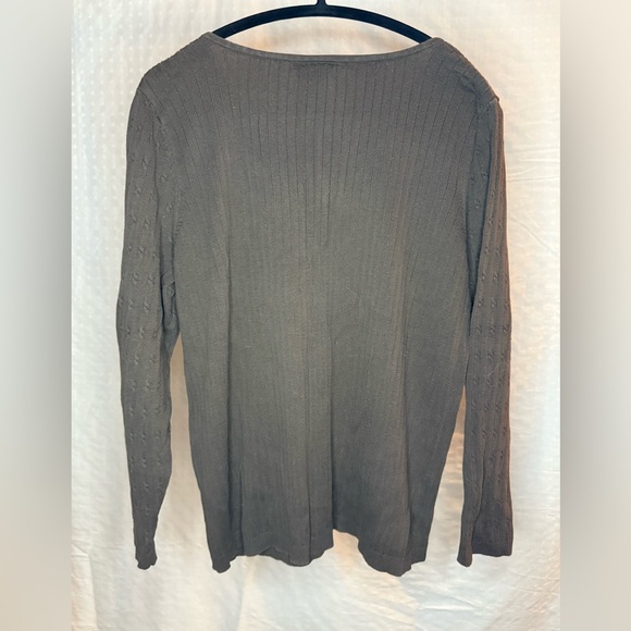 Lane Bryant Women's Brown V-Neck Sweater - Picture 2 of 3